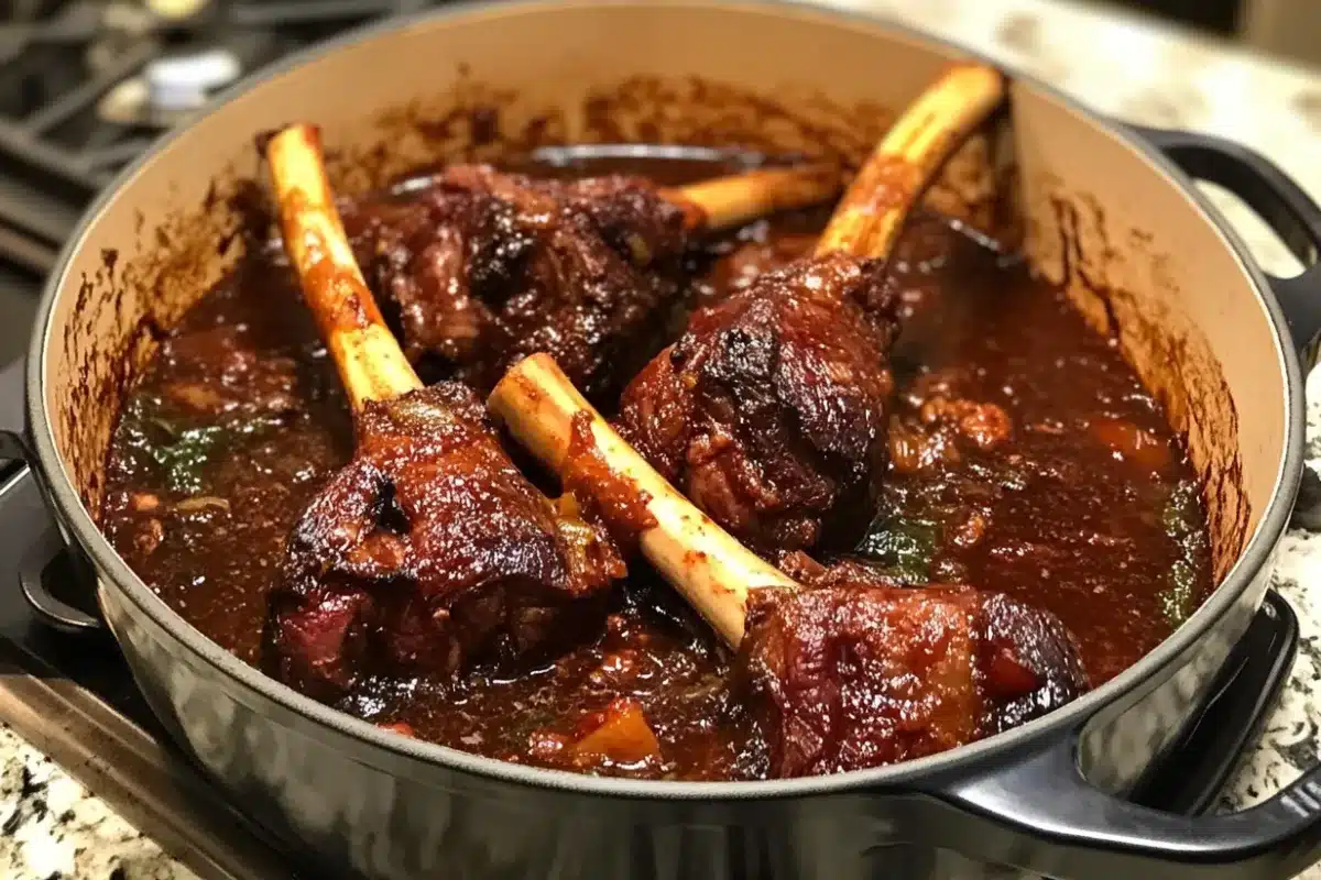 Lamb Shanks Braised in Red Wine recipe