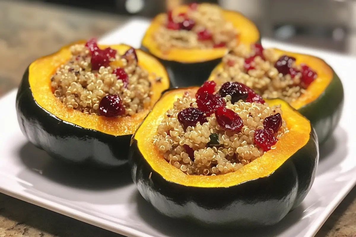 Quinoa and Cranberry Stuffed Acorn Squash recipe
