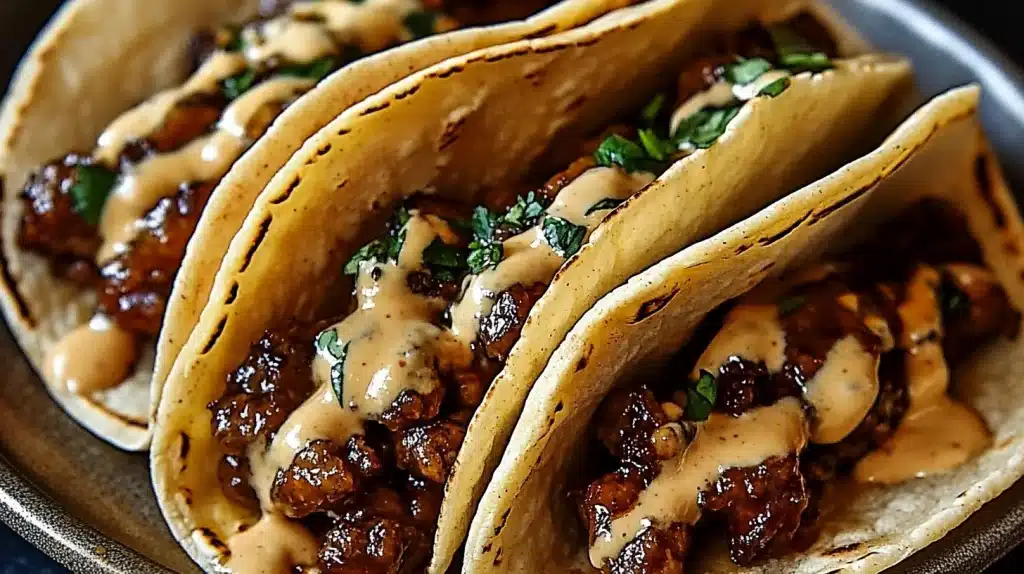 Garlic Butter Honey BBQ Beef Tacos