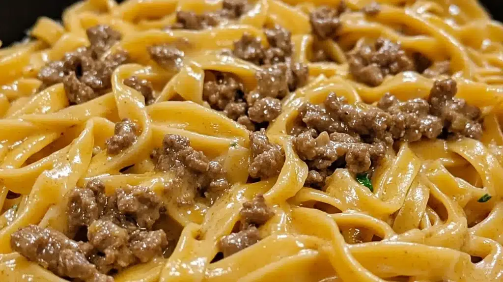 One-Pot Creamy Beef and Garlic Butter Pasta