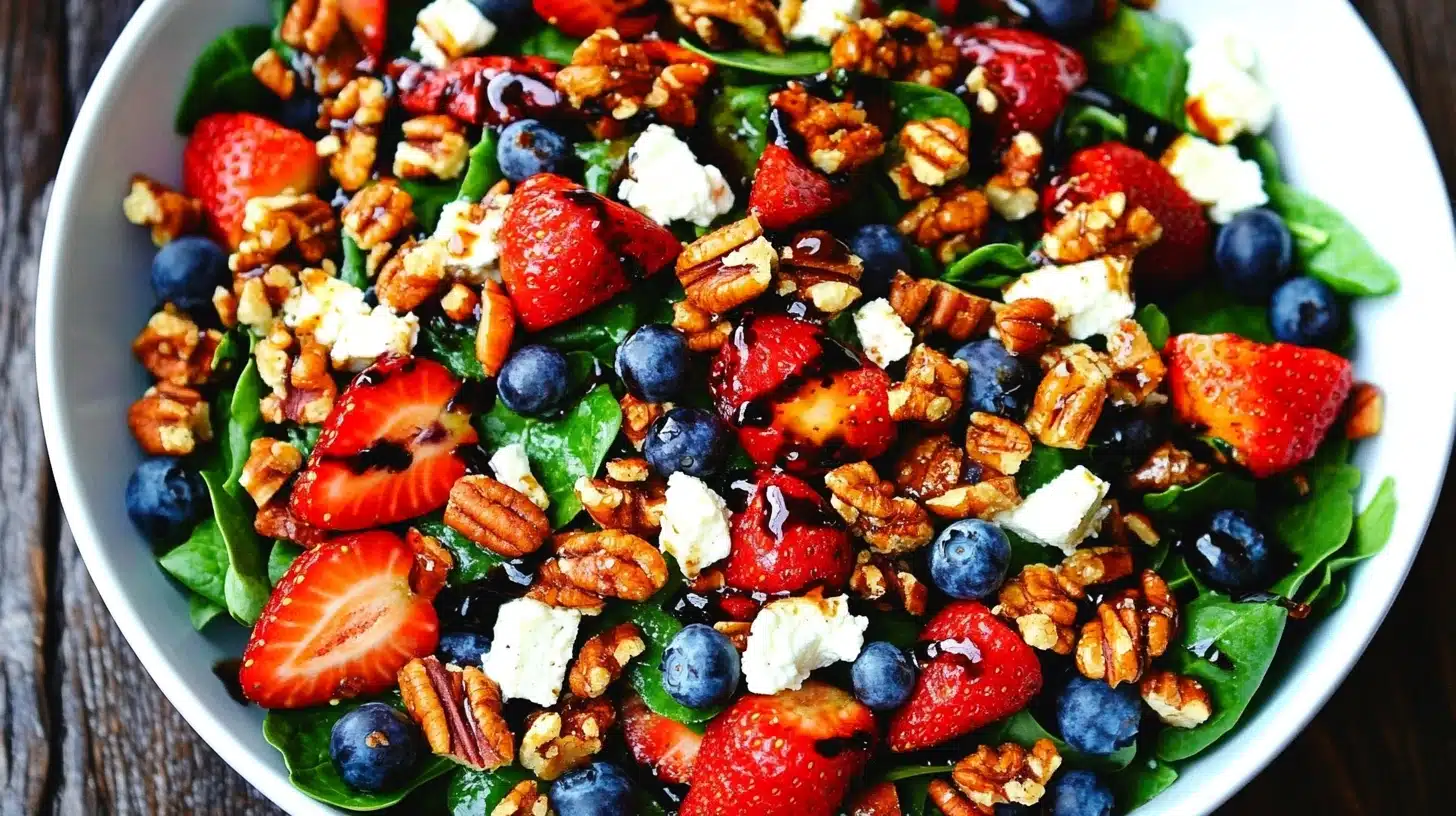 Strawberry Spinach Salad with Blueberries