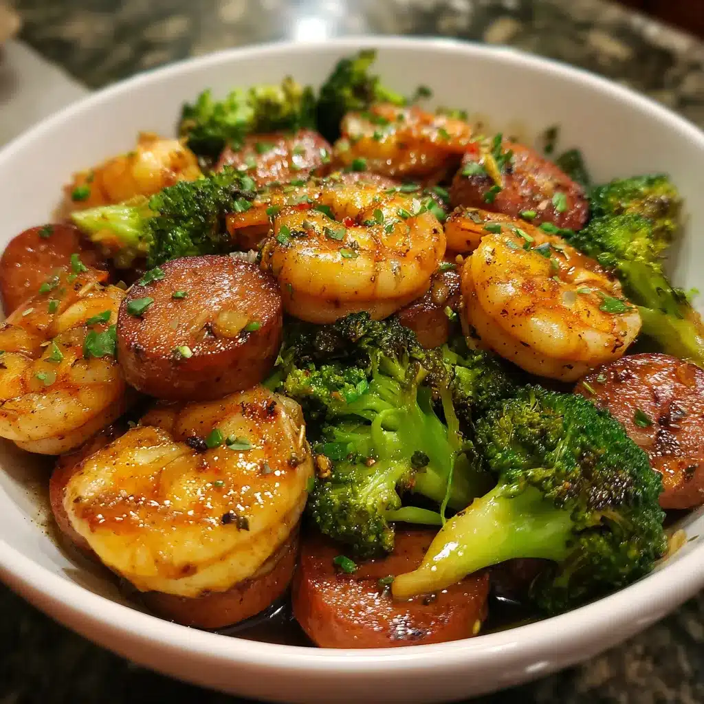 Honey Garlic Shrimp, Sausage and Broccoli