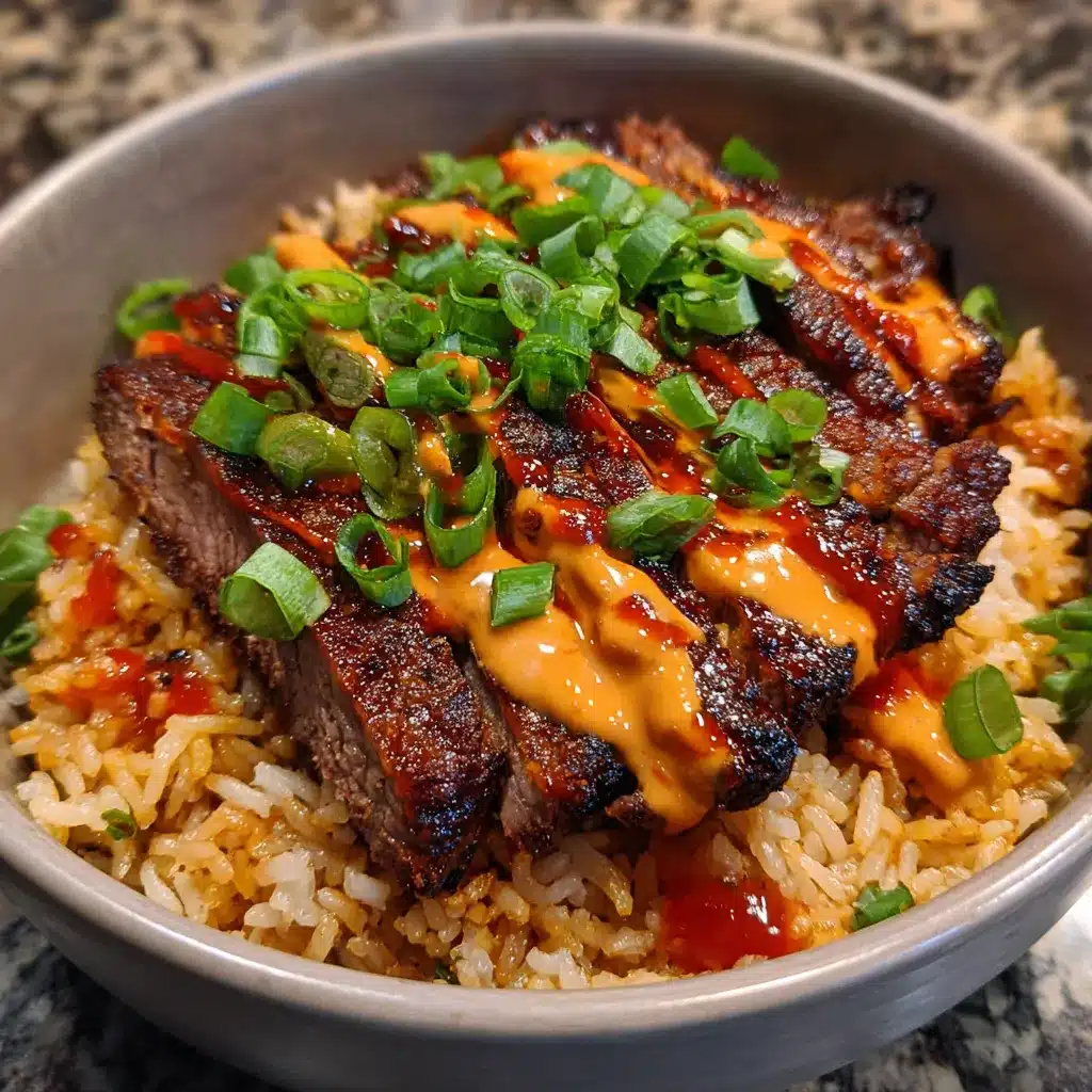 Caramelized Korean Steak in Creamy Gochujang Sauce over Spicy Rice