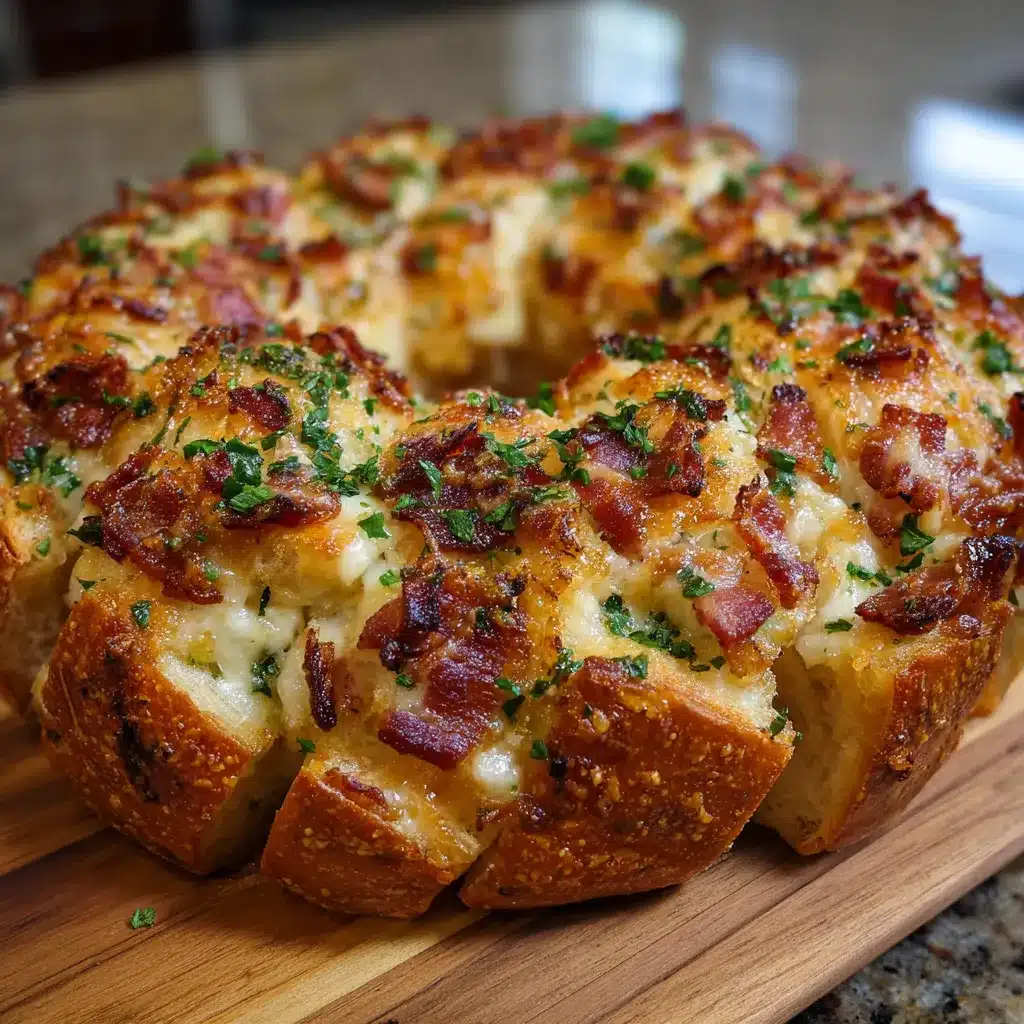 Cheesy Bacon Stuffed Garlic Bread Wreath