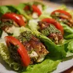 Healthy Pesto Chicken Lettuce Wraps