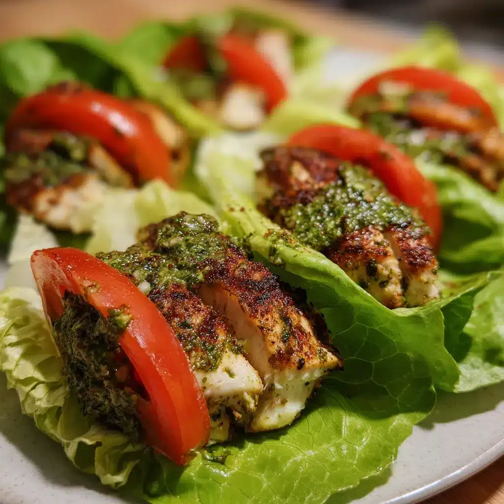 Healthy Pesto Chicken Lettuce Wraps