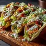 Smash Chicken Caesar Tacos