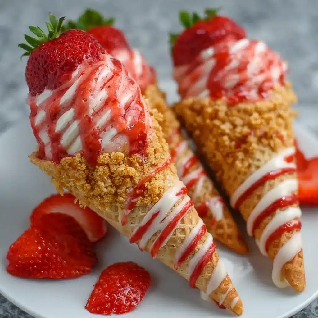 Strawberry Crunch Cheesecake cones