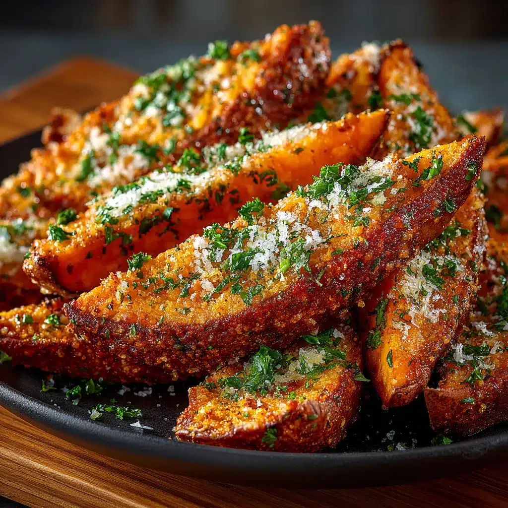 Garlic Parmesan Sweet Potato Wedges