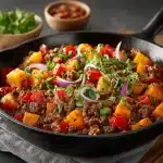 Southwest Ground Beef And Sweet Potato Skillet
