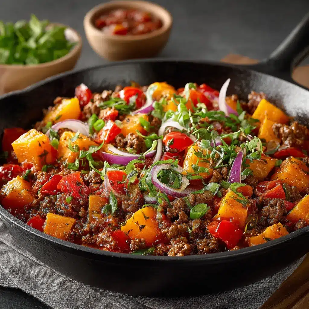 Southwest Ground Beef And Sweet Potato Skillet