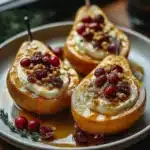 Baked Pears with Goat Cheese, Honey, and Cranberries