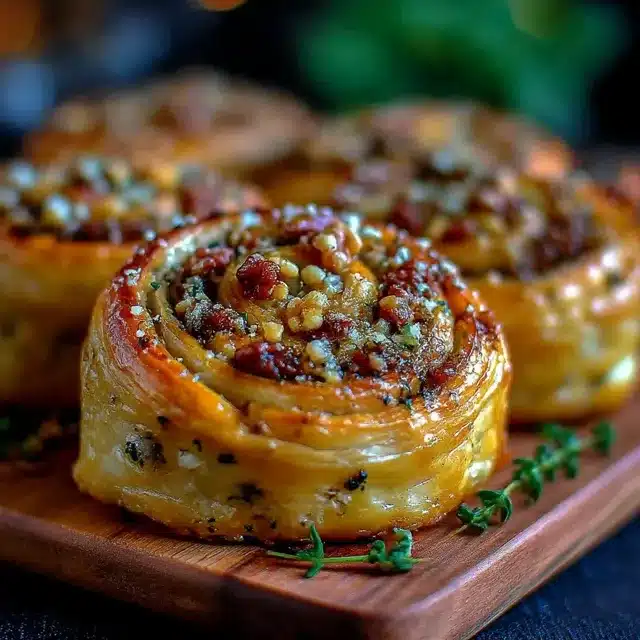 Blue Cheese, Walnut and Thyme Pull Apart Puff Pastry Twirl