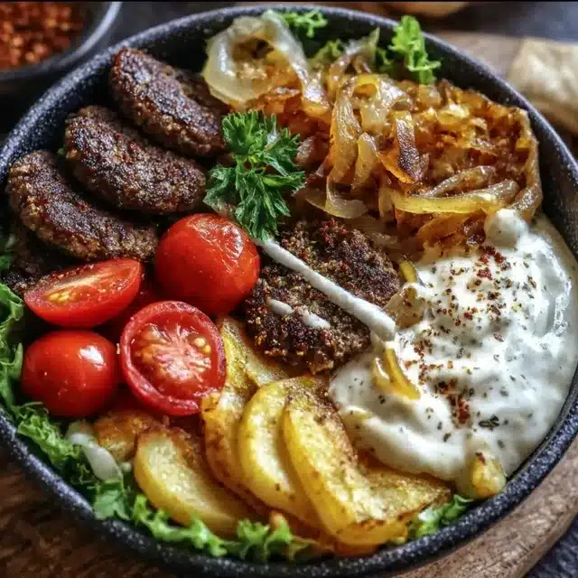 Burger Bowls with Caramelized Onion Aioli