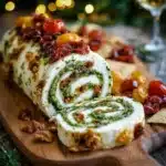 Cheese Log with Pesto and Sun Dried Tomatoes