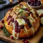 Garlic Herb Sourdough Bread Stuffed With Brie & Cranberry