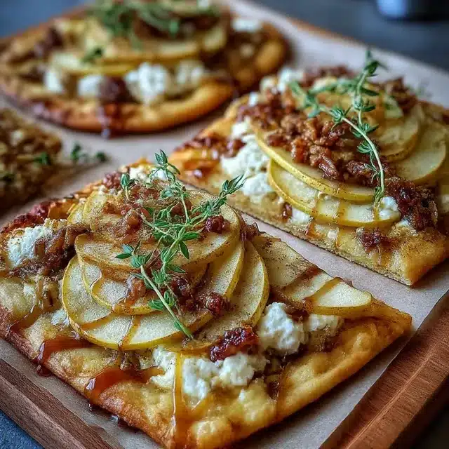 Goat Cheese & Roasted Apple Flatbread with Sweet Cinnamon Drizzle