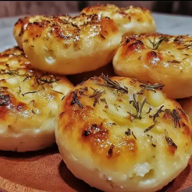 Golden Crust Garlic Rosemary Focaccia Muffins