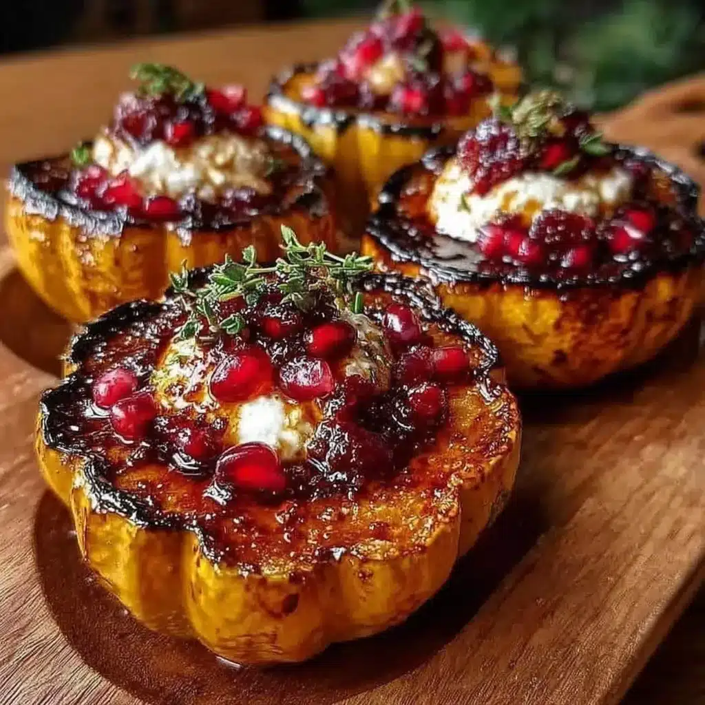 Honey-Glazed Acorn Squash with Creamy Goat Cheese and Cranberry Drizzle