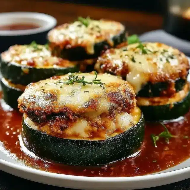 Layered Zucchini Ricotta Melts with Marinara
