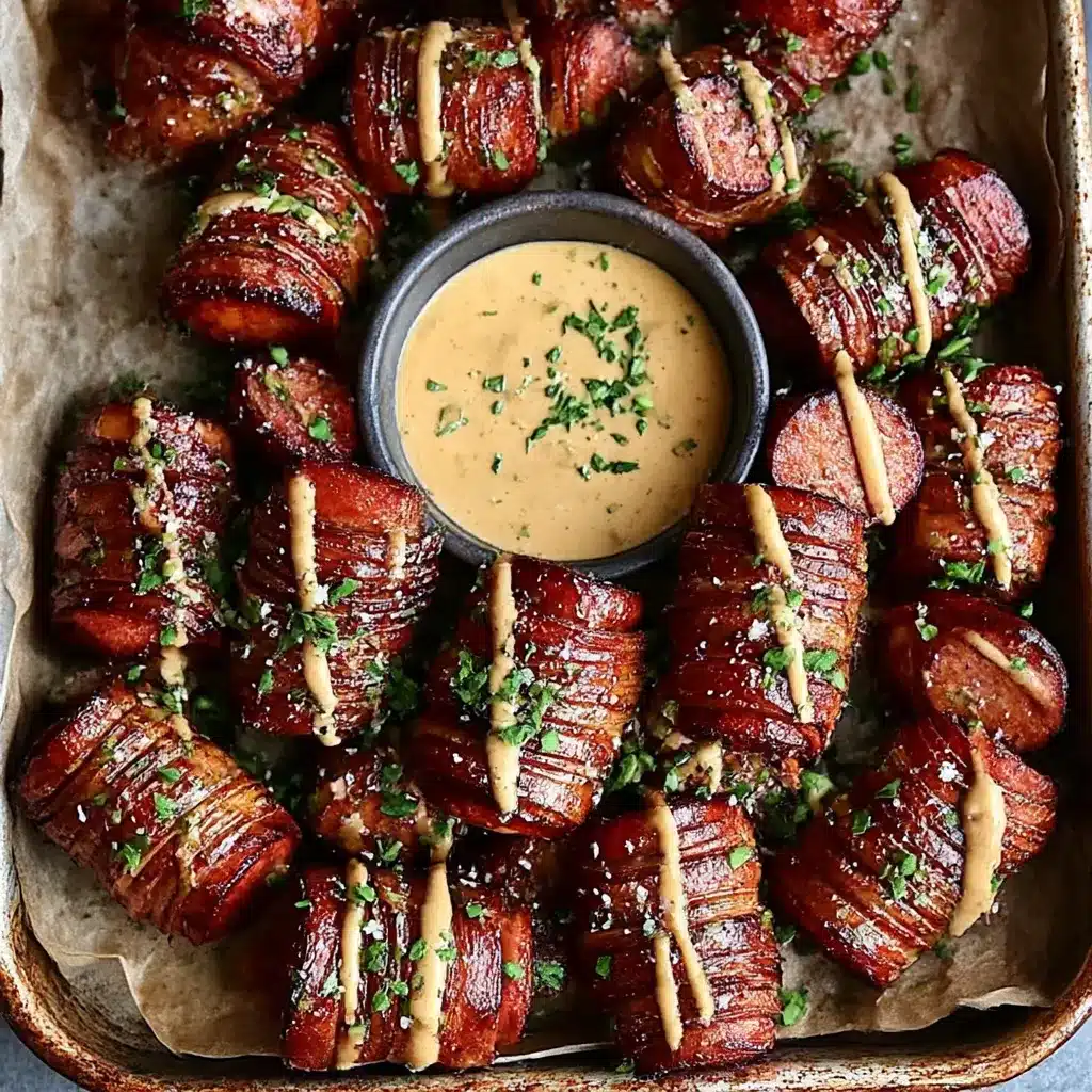 Mustard Hasselback Kielbasa Bites