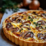 French Onion and Mushroom Tart with Gruyere Cheese