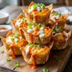 Buffalo Chicken Fire Wonton Cups
