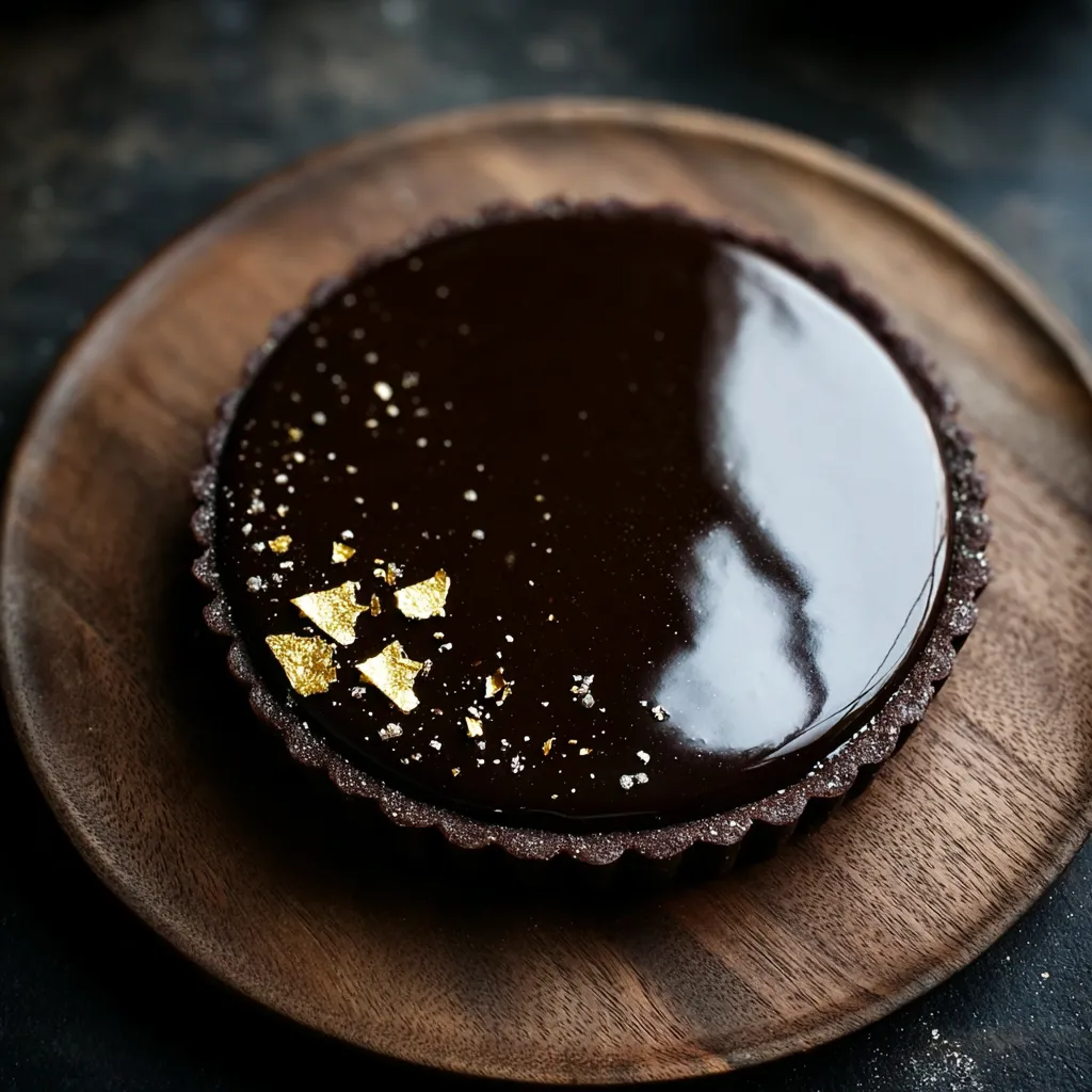 Dark Chocolate Tart with Gold Leaf
