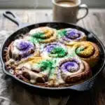 King Cake Cinnamon Rolls (Canned Dough Hack)