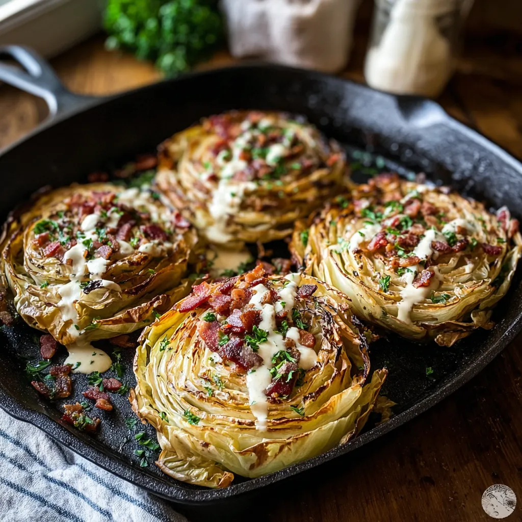Roasted Cabbage Steaks with Bacon