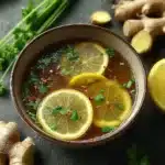 Anti-Inflammatory Miso Ginger Broth with Lemon