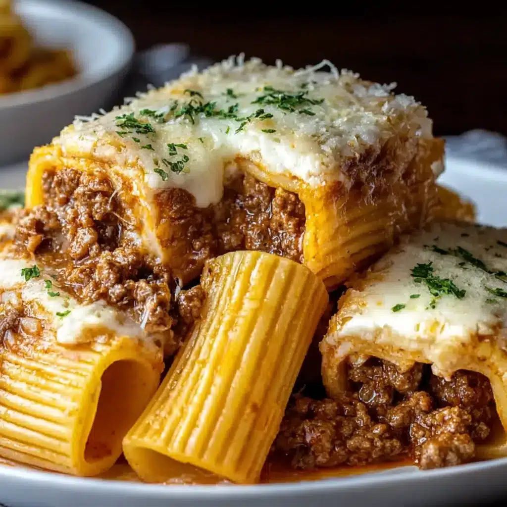 Baked Rigatoni Stuffed with Beef Ragu & Mozzarella