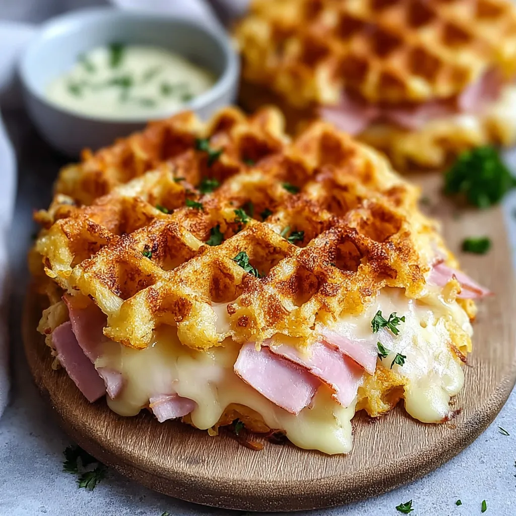 Crunchy Ham Cheese Chaffles