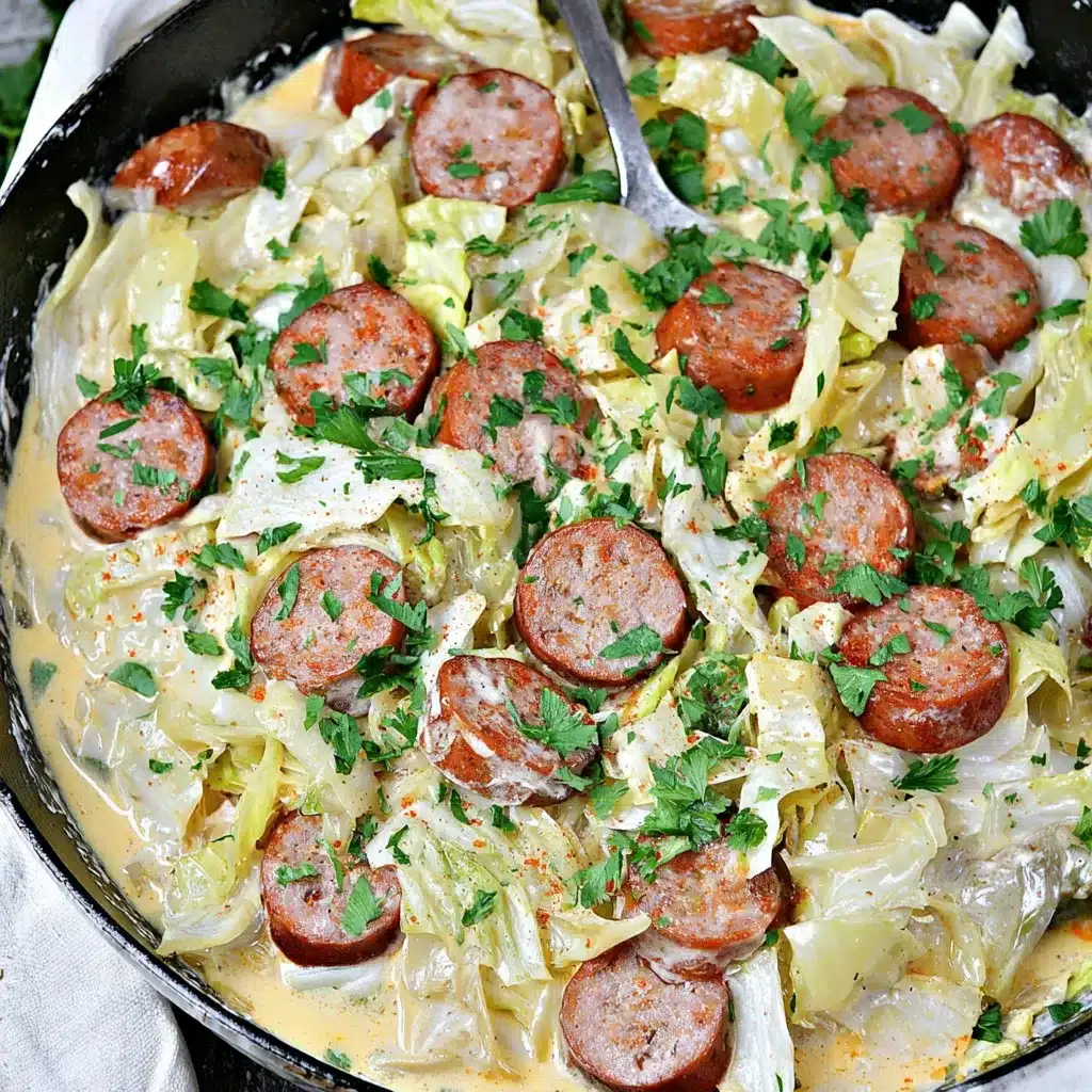 Keto TikTok Cajun Sausage Cabbage Alfredo