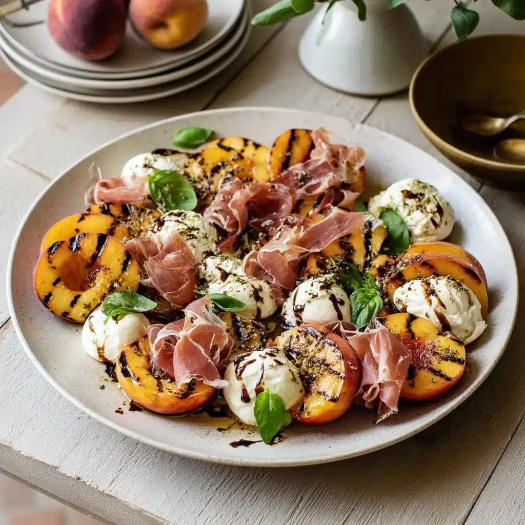 Grilled Peaches with Burrata and Prosciutto