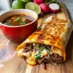 Quesabirria Burrito with Consomé