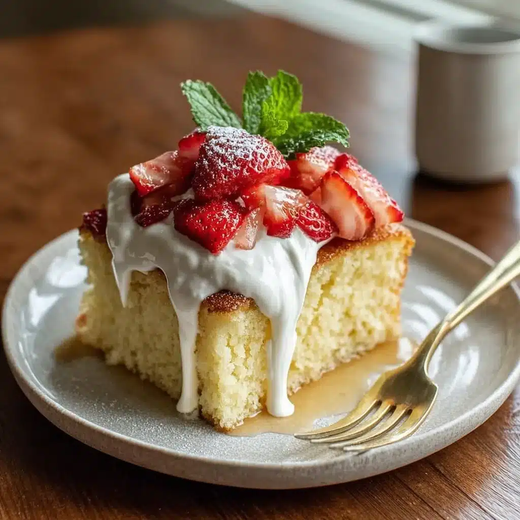 Tres Leches Cake with Fresh Strawberry Topping