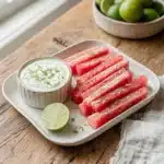 Watermelon Fries with Lime Crema