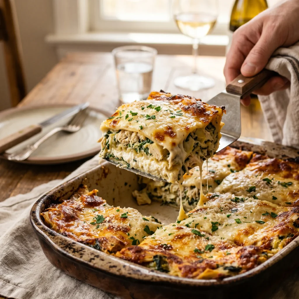 Chicken, Spinach & Artichoke Lasagna