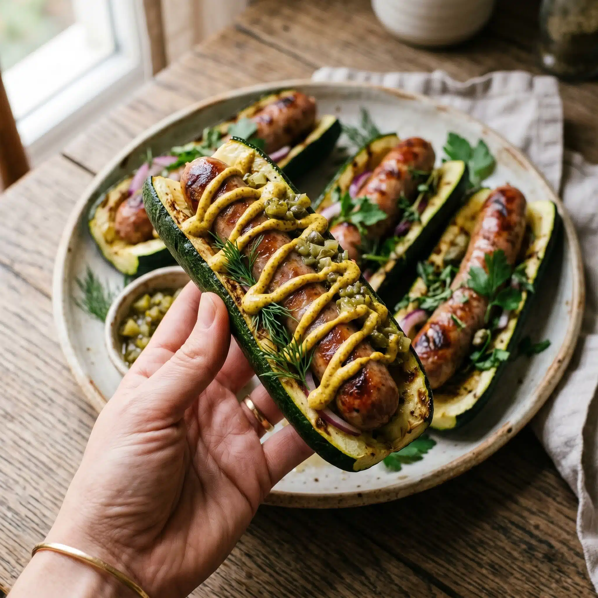 Zucchini Bun Hot Dogs