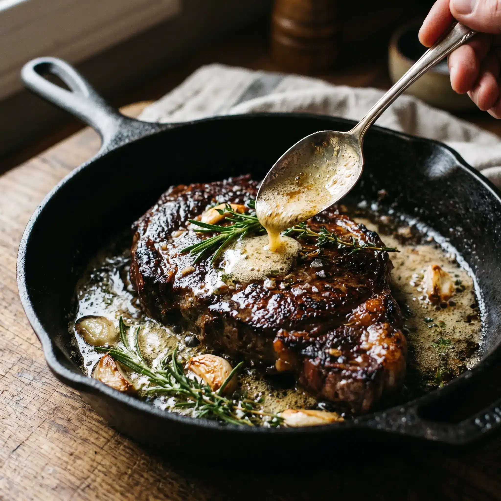 Butter-Basted Garlic Herb Skillet Steak